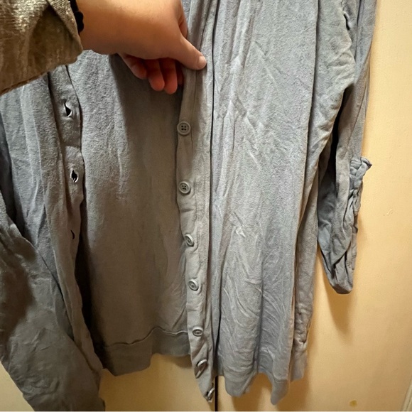 Old Navy Blue Button Down Cardigan with Roll Up Sleeves - Picture 4 of 6